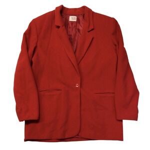 Mister Leonard Red Wool Blazer Jacket Size 16 Single Button Classic Office Wear